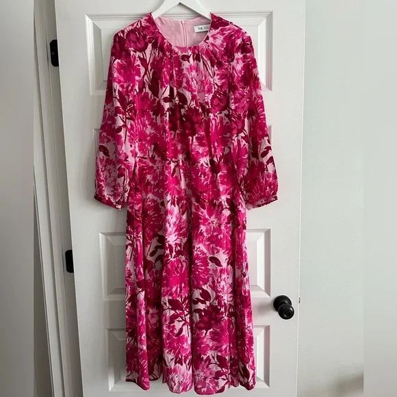 The Fold Lora Dress in Pink NWT 100% Silk - Picture 3 of 14